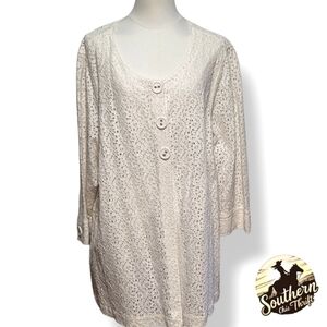 WESTBOUND - 3X Off White Lace Blouse
